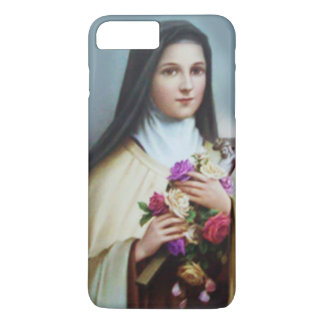 Coque iPhone 8 Plus/7 Plus St Therese le petit crucifix de roses de fleur