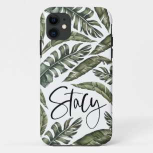 Case-Mate iPhone Case Stacy de nom personnalisé de la feuille tropicale