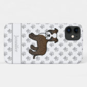Coques Case-Mate iPhone Staffie anglais bringé et blanc & nom (Dos (Horizontal))