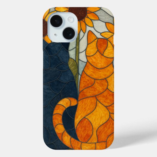 Coques Case-Mate iPhone Stained Glass Cats and Sunflowers Art Design (Verso)