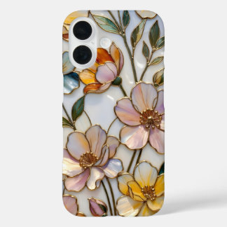 Coques iPhone 16 Stained Glass Floral iPhone Case Warm Pastel Gold