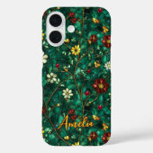 Coques Case-Mate iPhone Stained glass red turquoise flowers (Verso)