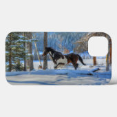 Coques Case-Mate iPhone Stallion Pinto Paint & Neige d'hiver (Verso (horizontal))