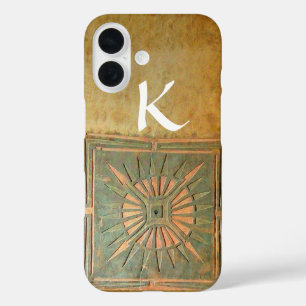 Coques iPhone 16 STAR DU MATIN, Jaune, Brown, Monogramme blanc