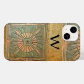 Coques Case-Mate iPhone STAR DU MATIN, Jaune, Brown, Monogramme noir (Verso (horizontal))