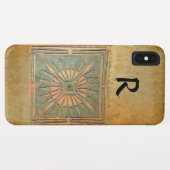 Coques Case-Mate iPhone STAR DU MATIN, Jaune, Brown, Monogramme noir (Dos (Horizontal))