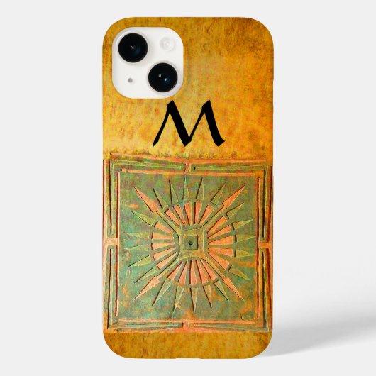 Coques Case-Mate iPhone STAR DU MATIN, Jaune, Brown, Monogramme noir (Verso)