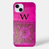 Coques Case-Mate iPhone STAR DU MATIN, Rose, Noir, Fuchsia Monogramme (Verso)