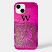 Coques Case-Mate iPhone STAR DU MATIN, Rose, Noir, Fuchsia Monogramme (Verso)