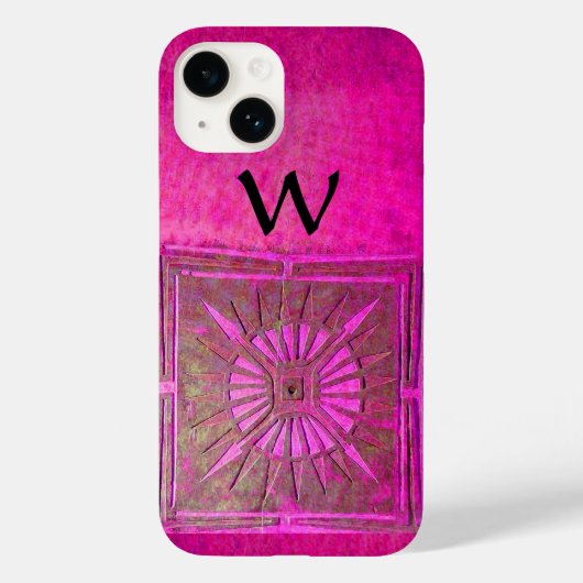 Coques Case-Mate iPhone STAR DU MATIN, Rose, Noir, Fuchsia Monogramme (Verso)