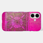 Coques Case-Mate iPhone STAR DU MATIN, Rose, Noir, Fuchsia Monogramme (Verso (horizontal))
