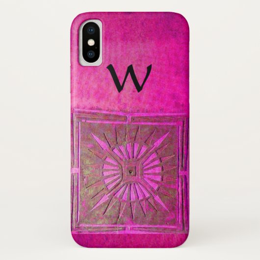Coques Case-Mate iPhone STAR DU MATIN, Rose, Noir, Fuchsia Monogramme (Dos)