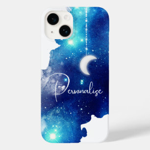 Coque Pour iPhone 14 Star Lune nuit ciel galaxie céleste bleu blanc