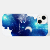 Coques Case-Mate iPhone Star Lune nuit ciel galaxie céleste bleu blanc (Verso (horizontal))