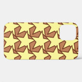 Coques Case-Mate iPhone Star moderne géométrique, jaune clair et cacao Bro (Verso (horizontal))