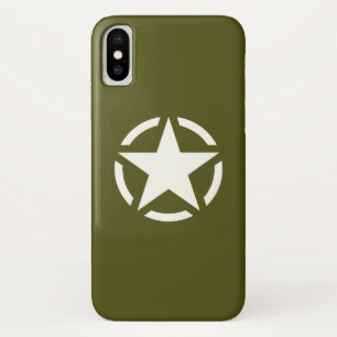 Coque iPhone X Star Stencil Classic sur Khaki Green