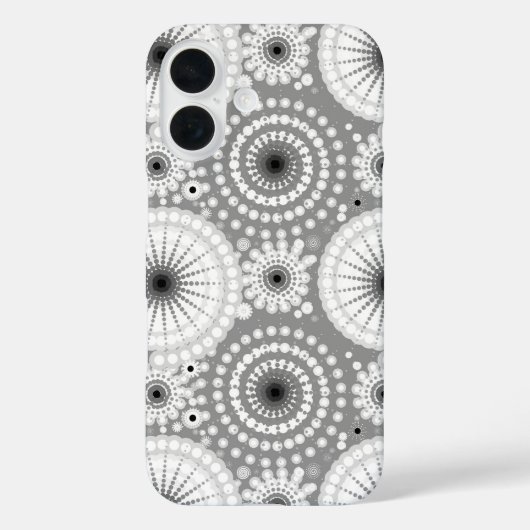 Coques Case-Mate iPhone Starburbs et pingwheel, gris, noir et blanc (Verso)