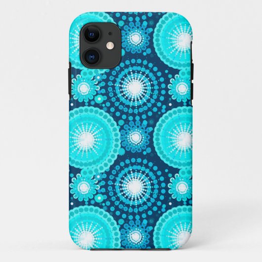 Coques Case-Mate iPhone Starbursts et pinwheel, marine et turquoise (Dos)