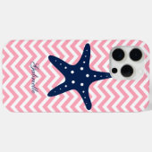 Coques Case-Mate iPhone Starfish bleu sur Motif Chevrons rose (Verso (horizontal))