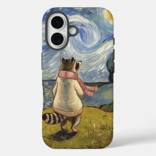 Coques iPhone 16 Starry Night Stroll - Cosy Raccoon Art
