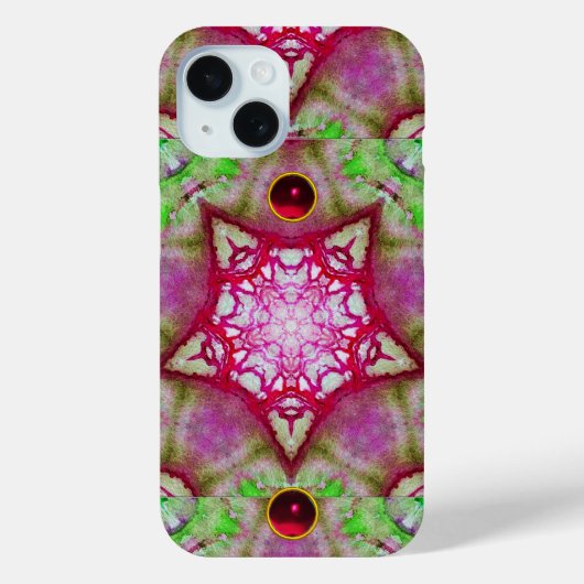 COQUES Case-Mate iPhone STARS ABSTRAITS DE FUCHSIA ROUGE ROUGE AVEC GEMS (Verso)