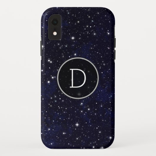 Coques Case-Mate iPhone Stars Space Galaxy Blue Cosmos Night Sky Monogramm (Dos)