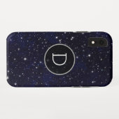 Coques Case-Mate iPhone Stars Space Galaxy Blue Cosmos Night Sky Monogramm (Dos (Horizontal))
