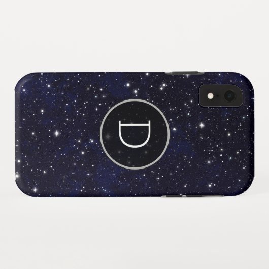 Coques Case-Mate iPhone Stars Space Galaxy Blue Cosmos Night Sky Monogramm (Dos (Horizontal))