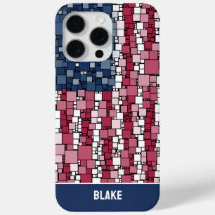 Coque iPhone 15 Pro Max Stars & Stripes Mosaïque Personnalisée