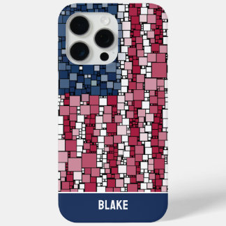 Coque iPhone 15 Pro Max Stars & Stripes Mosaïque Personnalisée