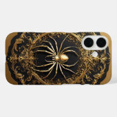 Coques Case-Mate iPhone Statue d'araignée dorée sur design de filigrane or (Verso (horizontal))