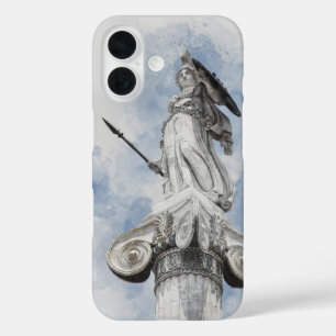 Coques iPhone 16 Statue d'Athéna en aquarelle – Mythologie grecque 