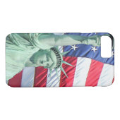 Coques Case-Mate iPhone Statue de la Liberté et drapeau américain (Dos (Horizontal))