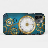 Coques Case-Mate iPhone Steampunk Arrière - plan turquoise avec Gears (Dos (Horizontal))