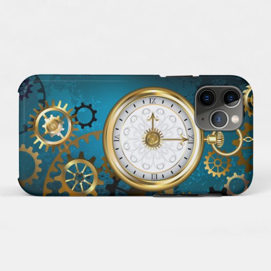 Coques Case-Mate iPhone Steampunk Arrière - plan turquoise avec Gears (Dos (Horizontal))