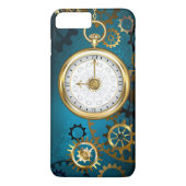 Coques Case-Mate iPhone Steampunk Arrière - plan turquoise avec Gears (Dos)