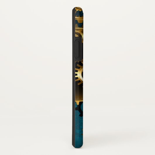 Coques Case-Mate iPhone Steampunk Arrière - plan turquoise avec Gears (Dos/Droite)