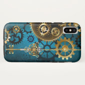 Coques Case-Mate iPhone Steampunk Arrière - plan turquoise avec Gears (Dos (Horizontal))