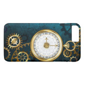 Coques Case-Mate iPhone Steampunk Arrière - plan turquoise avec Gears (Dos (Horizontal))