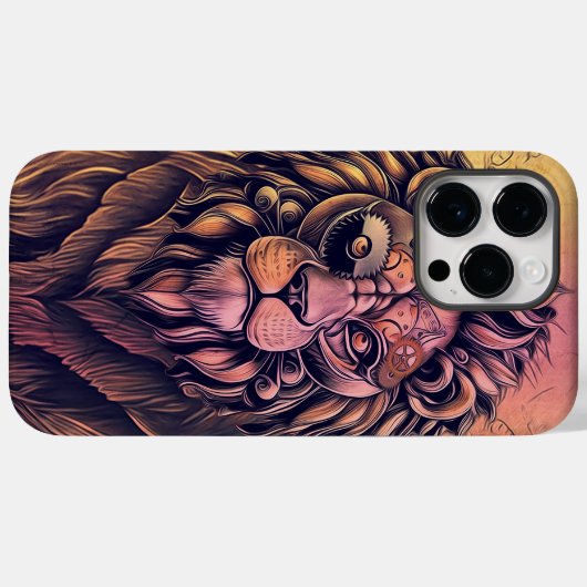 Coques Case-Mate iPhone Steampunk Couleur Gradient Lion Rustique (Verso (horizontal))