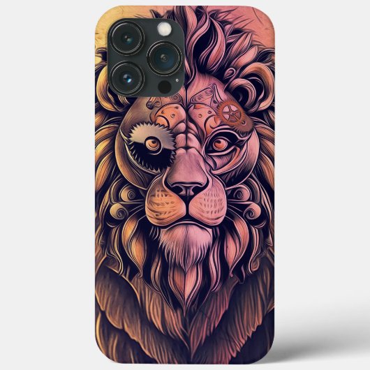 Coques Case-Mate iPhone Steampunk Couleur Gradient Lion Rustique (Verso)
