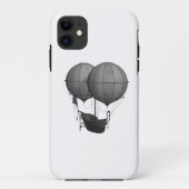 Coques Case-Mate iPhone Steampunk Design Machine volante noire et blanche (Dos)