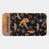 Coques Case-Mate iPhone Steampunk Rousty Gears and Crows Nom personnalisé (Dos (Horizontal))