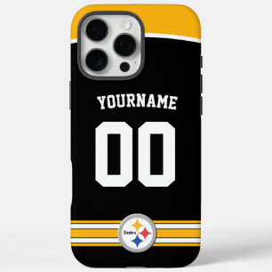 Coques iPhone 16 Pro Max Steelers Personnalisés Jersey Football américain
