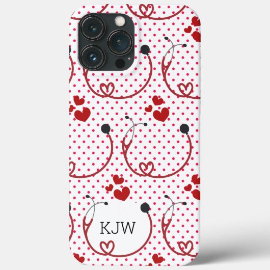 Coques Case-Mate iPhone Stéthoscopes et monogramme des coeurs (Verso)