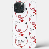 Coques Case-Mate iPhone Stéthoscopes et monogramme des coeurs (Verso)