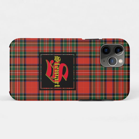 Coques Case-Mate iPhone Stewart Royal Tartan Plaid Personnaliser Monogramm (Dos (Horizontal))