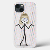 Coques Case-Mate iPhone Stick Girl avec lunettes bleues sur Pois (Verso)