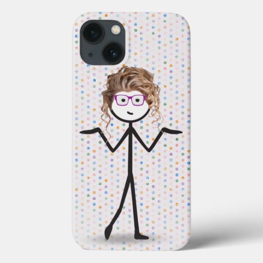 Coques Case-Mate iPhone Stick Girl avec lunettes sur Pois (Verso)