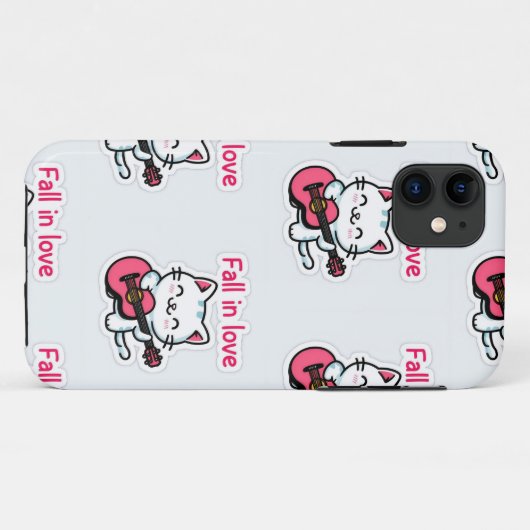 Coques Case-Mate iPhone Sticker "Fall in Love Kitty" (Dos (Horizontal))